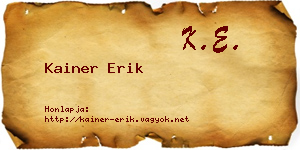 Kainer Erik névjegykártya